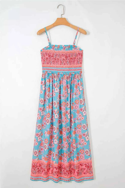 Bohemian Ethnic Print Spaghetti Straps Vacation Maxi Dress