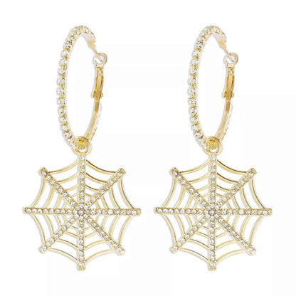 Halloween Spider Web Dangle Hoop Earrings