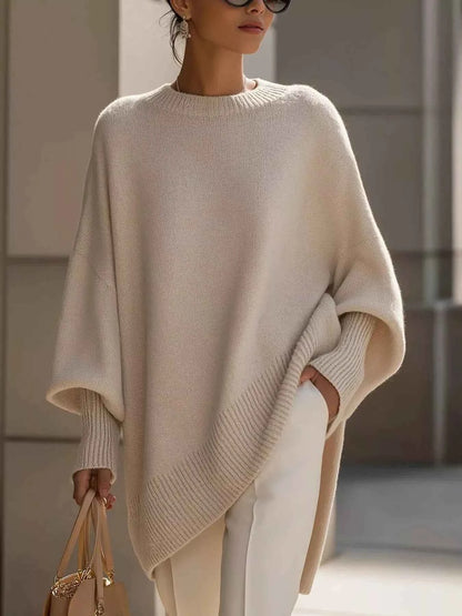 Ribbed Batwing Sleeve Oversized Sweater