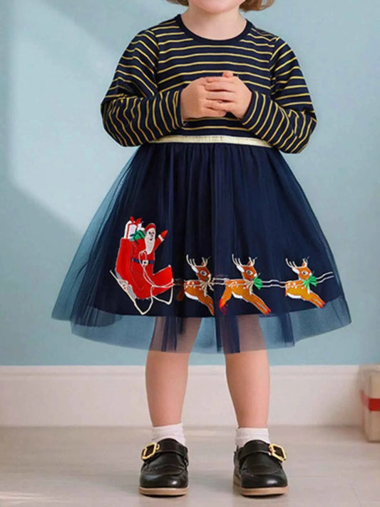 Children's Christmas Santa & Reindeer Tulle Dress
