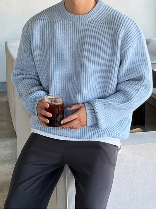 Men's Oversized Ribbed Round Neck Sweater