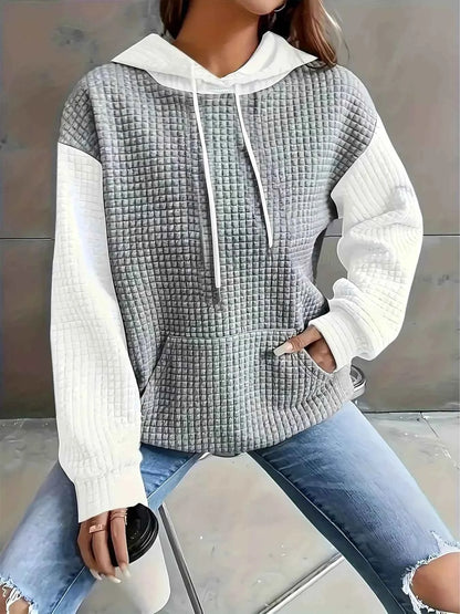 Full Size Textured Kangaroo Pocket Hoodie Plus Size