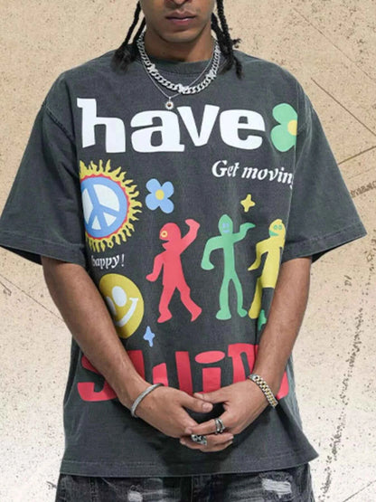 Men's Graphic Round Neck Oversized T-Shirt