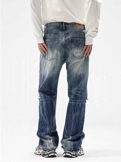 Men's Distressed Wide Leg Jeans
