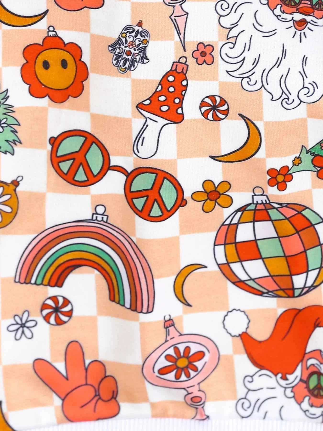 Children's Christmas Santa Print Long Sleeve Set