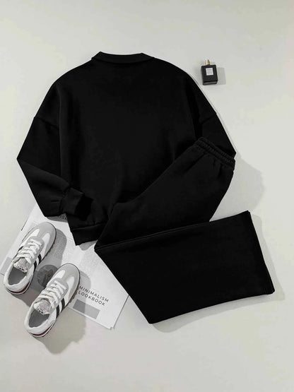 Drop Shoulder Zip Up Jacket and Drawstring Pants Active 2pcs Set