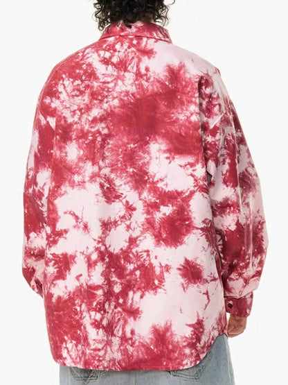 Men's Plus Size Tie-Dye Oversized Button-Up Shirt