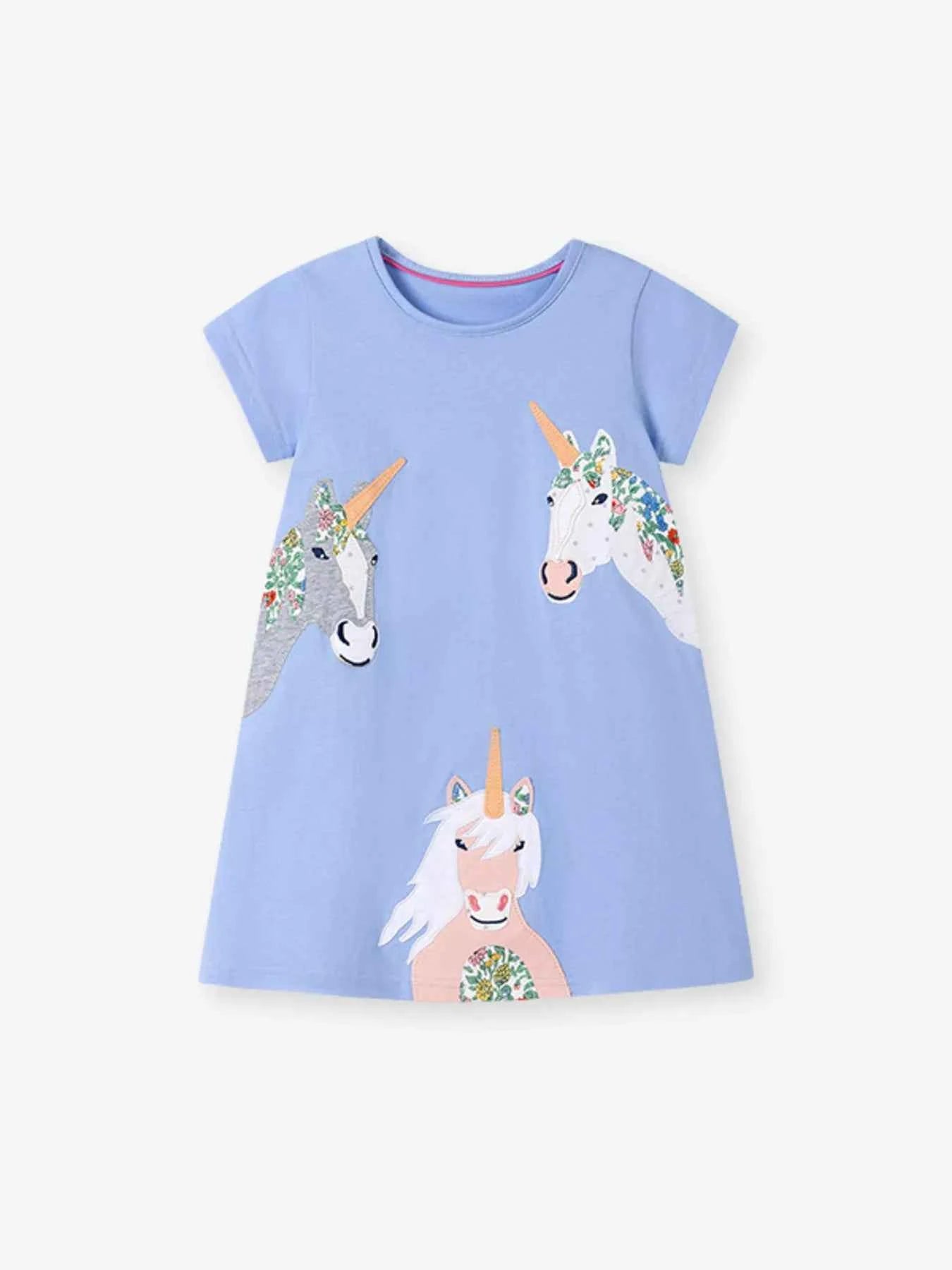 Children's Unicorn Print Casual Dress