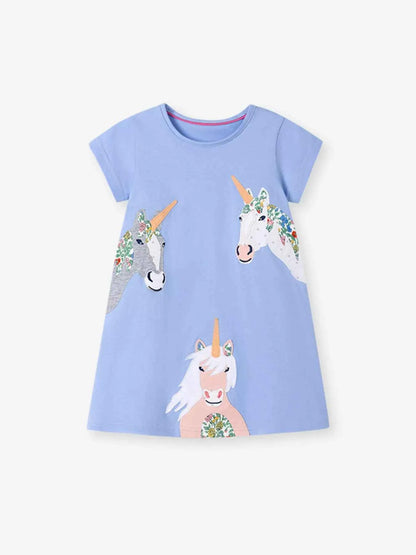 Children's Unicorn Print Casual Dress