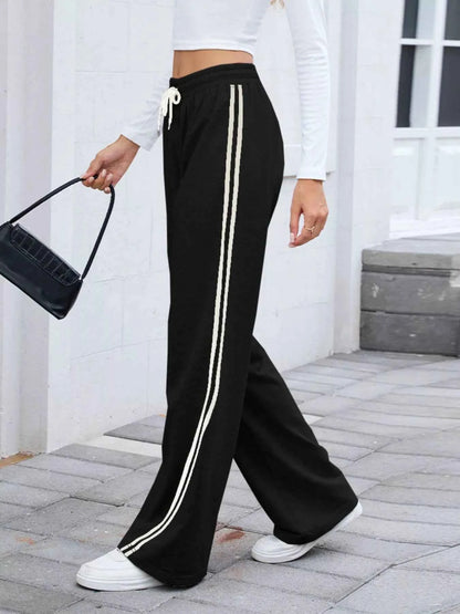 Side Striped Wide Leg Pants
