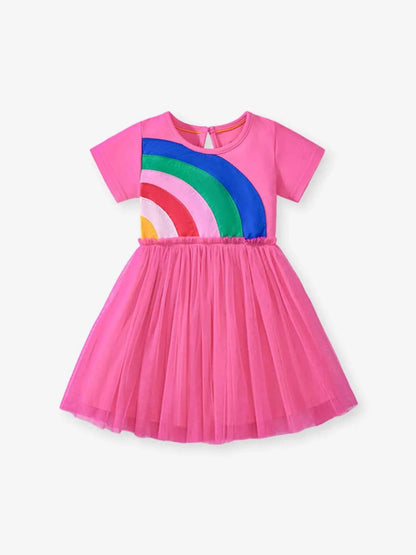 Children's Rainbow Short Sleeve Tulle Dress