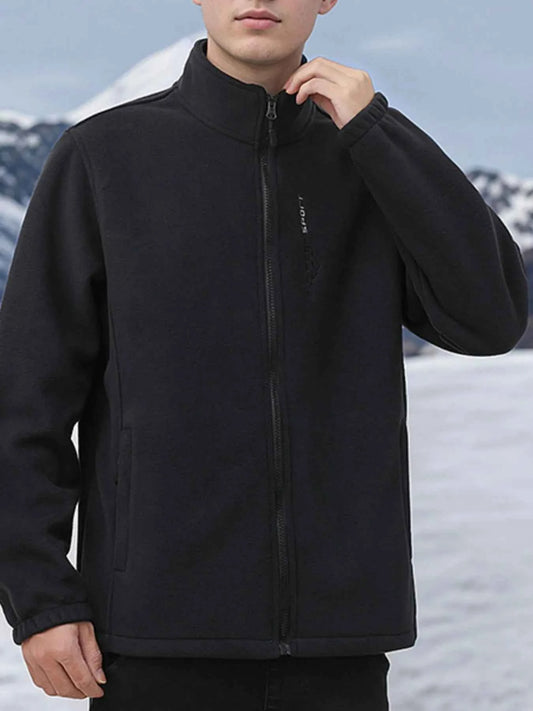Men's Plus Size Zip Up Thermal Fleece Jacket