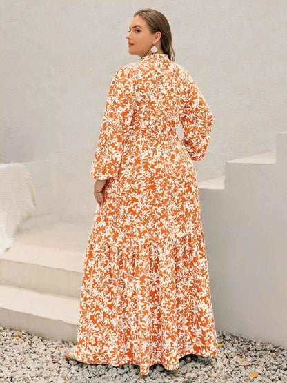 Plus Size Boho Floral Print Maxi Dress