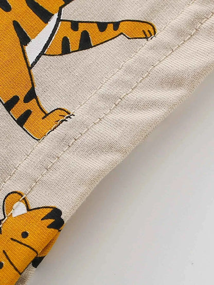Children's Tiger Print Crew Neck Short Sleeve T-Shirt