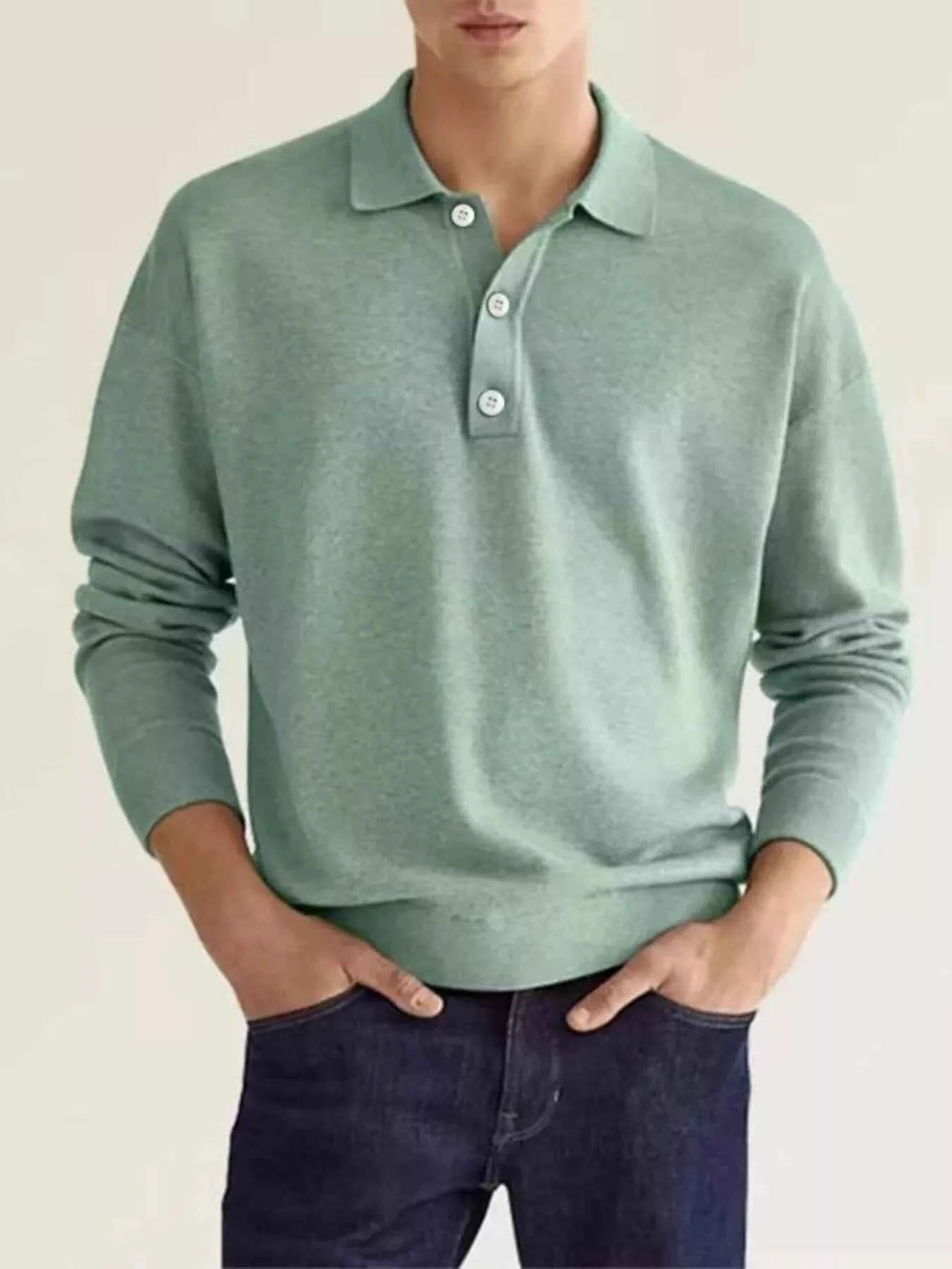 Men's Plus Size Long Sleeve Casual Polo Shirt