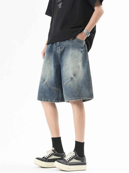 Men's Plus Size Washed Denim Shorts