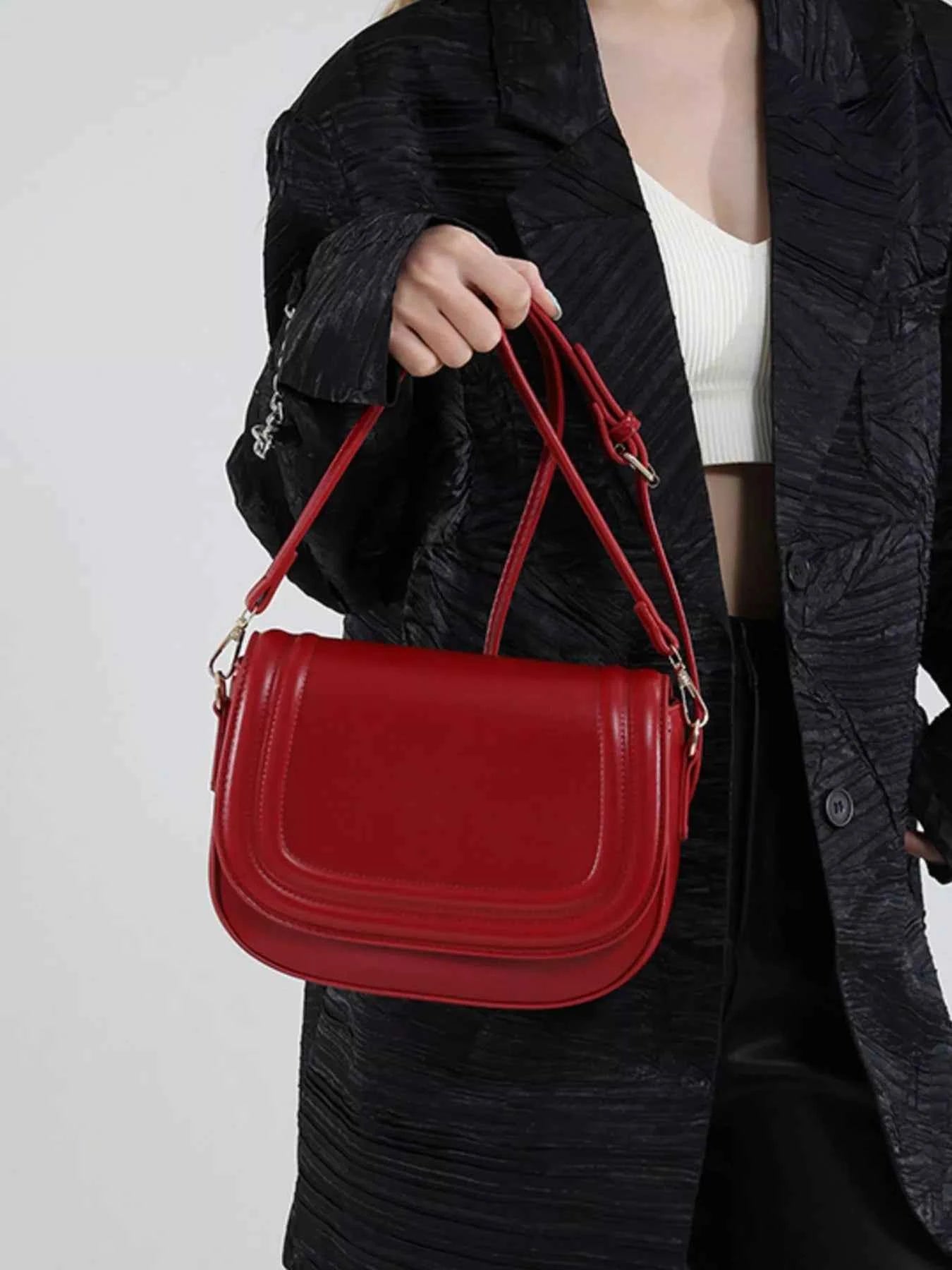 Elegant PU Leather Saddle Crossbody Bag