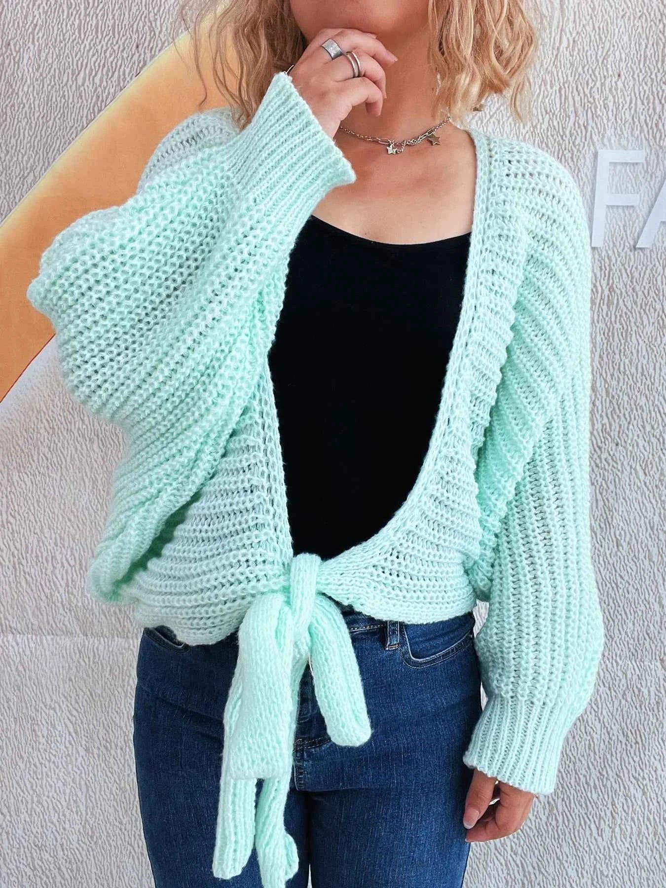 Tie Front Long Sleeve Cardigan