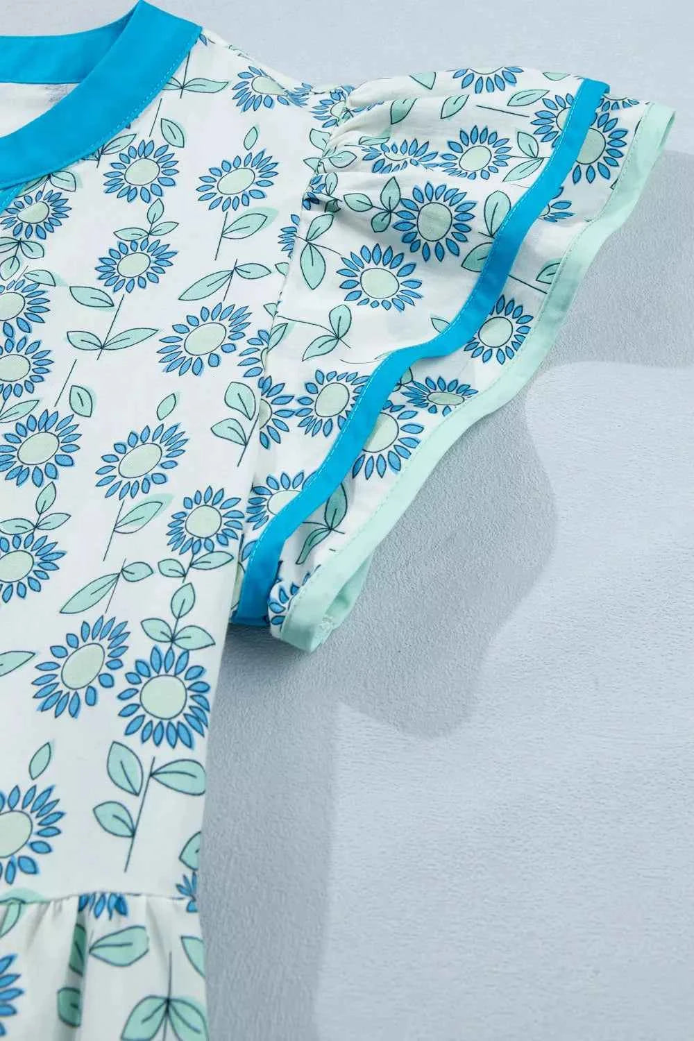 Printed Notched Cap Sleeve Dress
