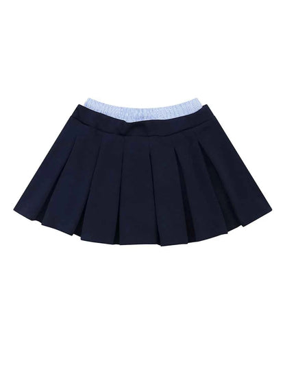 Drawstring Pleated Mini Skirt