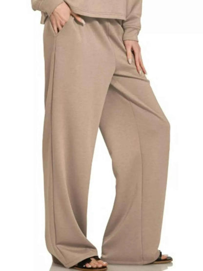 Zenana Scuba Crewneck Sweatshirt and Pants Set