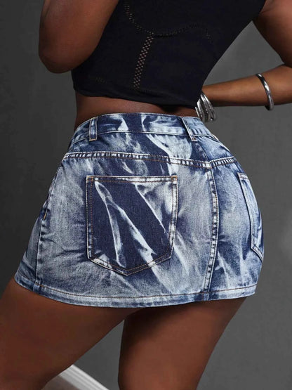 High Waist Denim Mini Skirt
