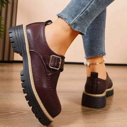 Round Toe Buckle Loafers