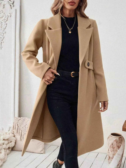 One Button Wool Blend Overcoat