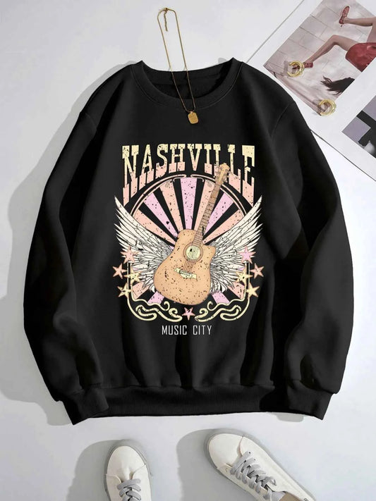 Graphic Round Neck Long Sleeve Sweatshirt