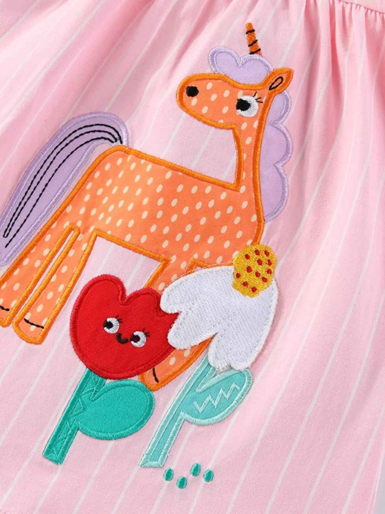 Children's Striped Unicorn Short Sleeve Dress