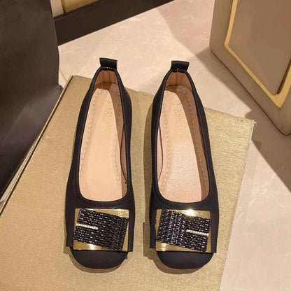 Round Toe Block Heels Slip-Ons