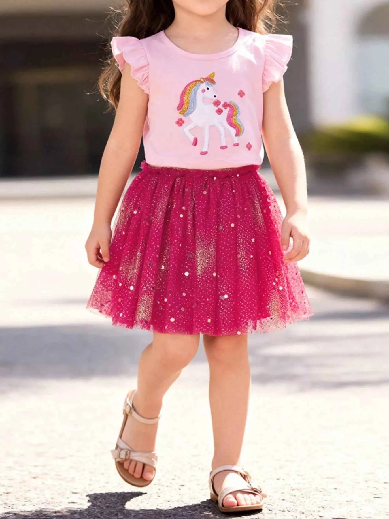 Children's Unicorn Rainbow Tulle Dress Set