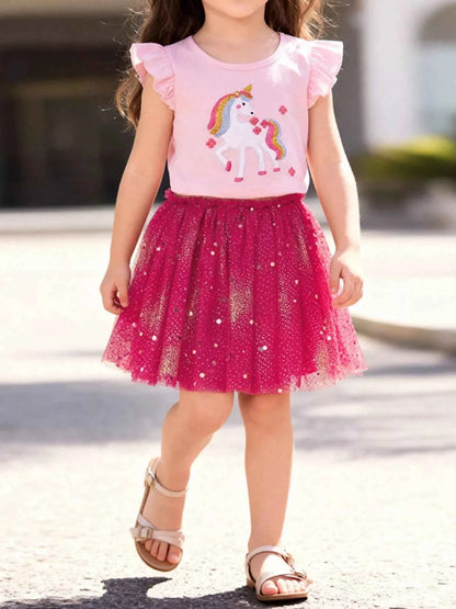 Children's Unicorn Rainbow Tulle Dress Set
