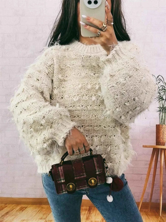Chunky Round Neck Long Sleeve Sweater
