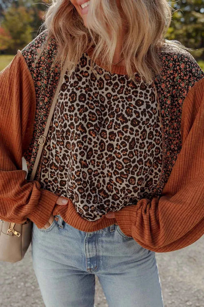Leopard Print Long Sleeve Sweatshirt