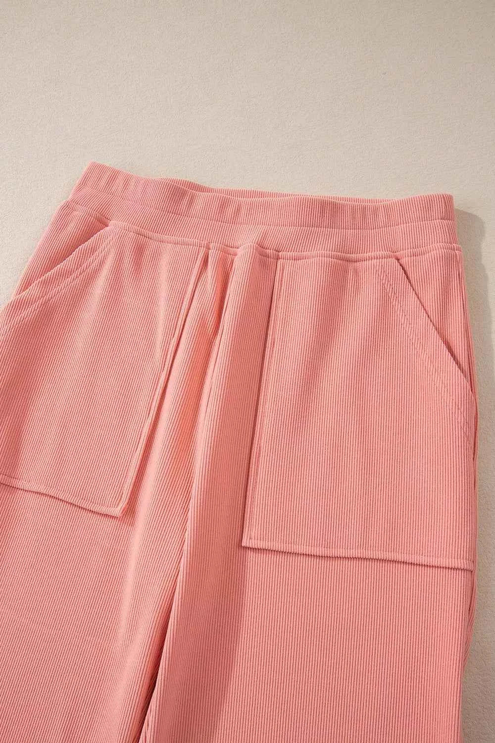 Ribbed Round Neck Top and Pants Set