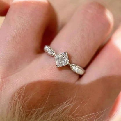 1 Carat 925 Sterling Silver Moissanite Geometric Ring