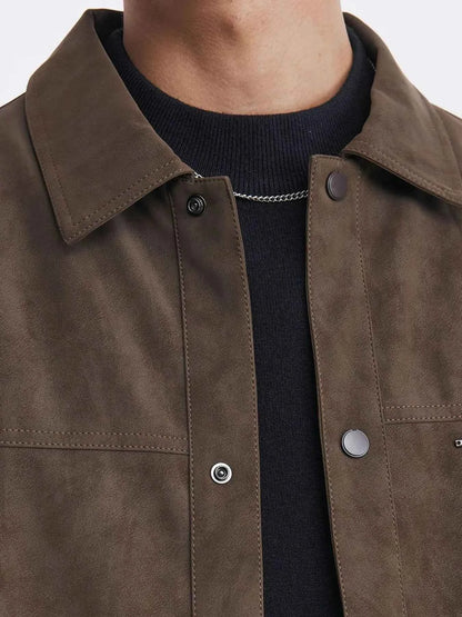 Men's Plus Size Button Up Long Sleeve Jacket