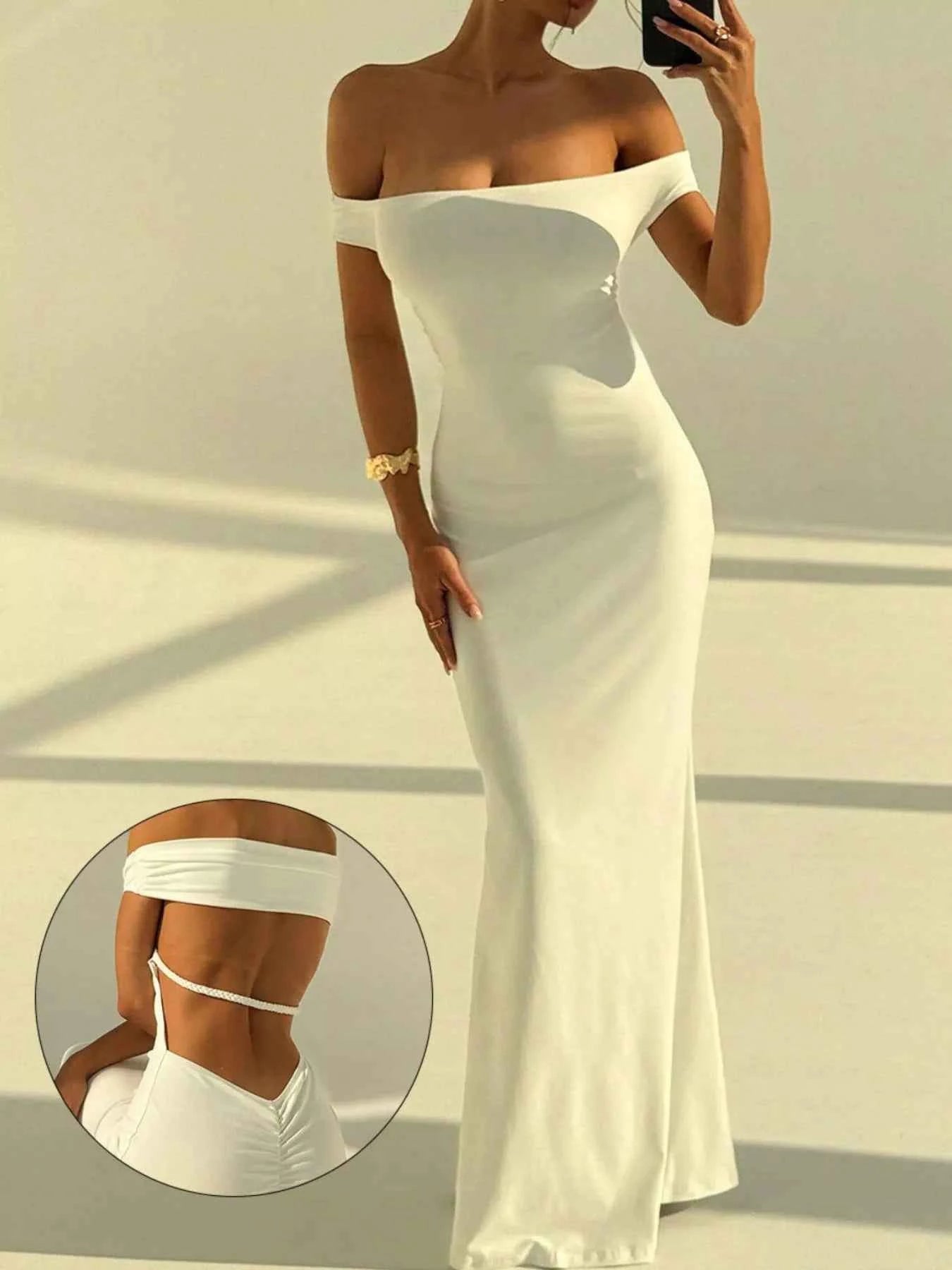 Backless Off-Shoulder Bodycon Mermaid Maxi Dress