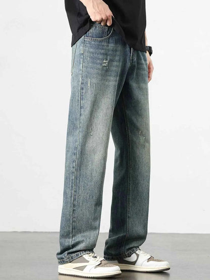 Men's Washed Wide Leg Jeans