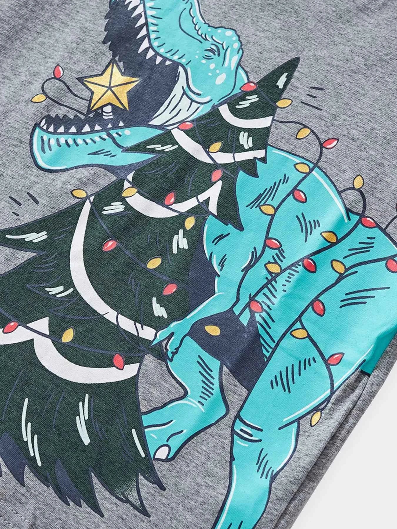 Children's Dinosaur Christmas Tree Graphic Long Sleeve T-Shirt