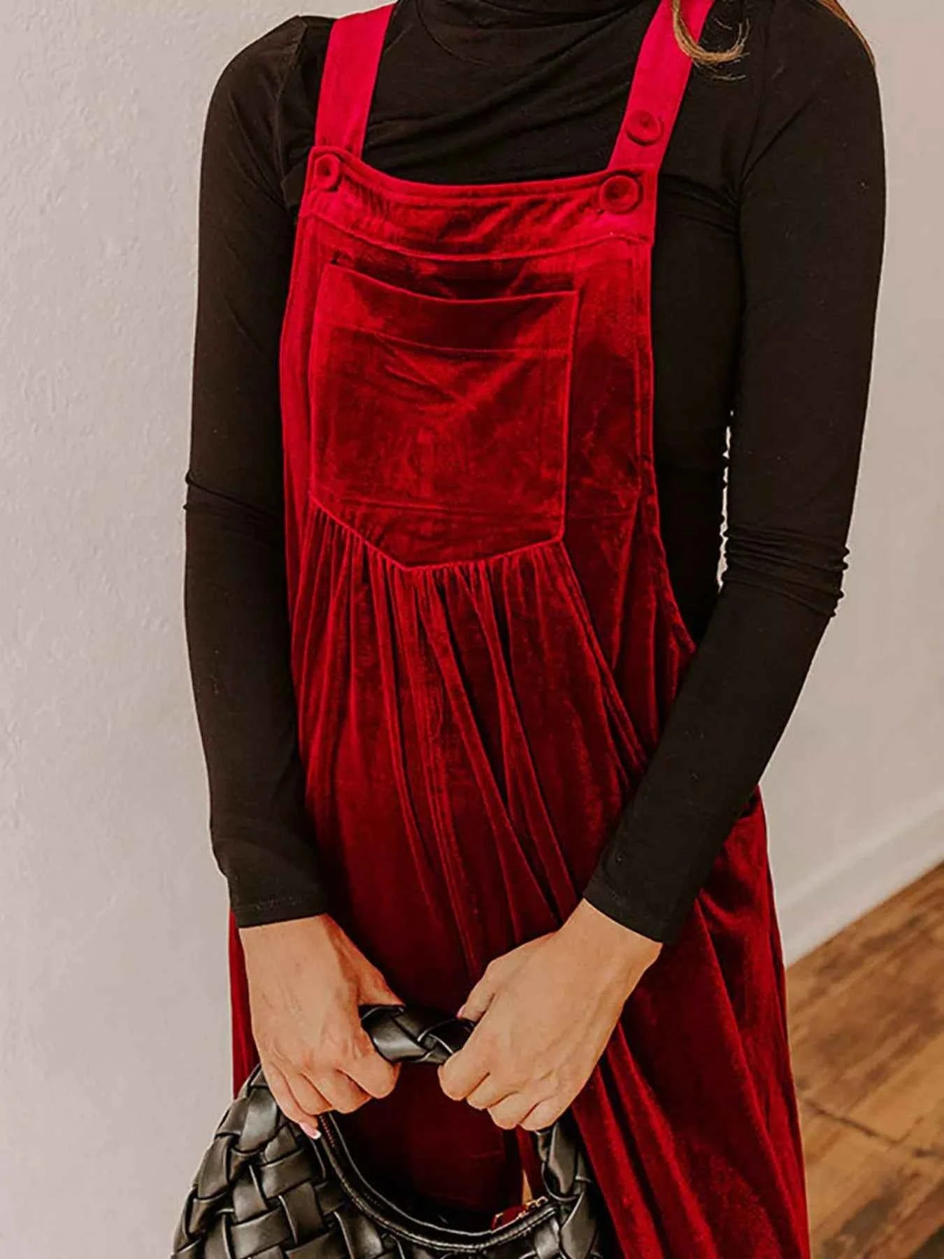 Velvet Wide Leg Overalls
