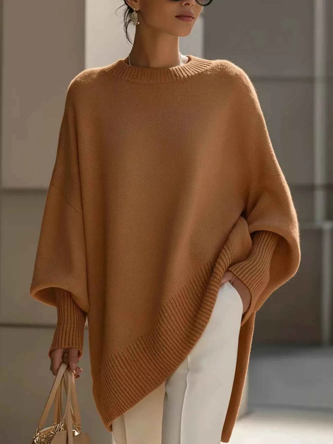 Oversized Batwing Sleeve Knit Sweater