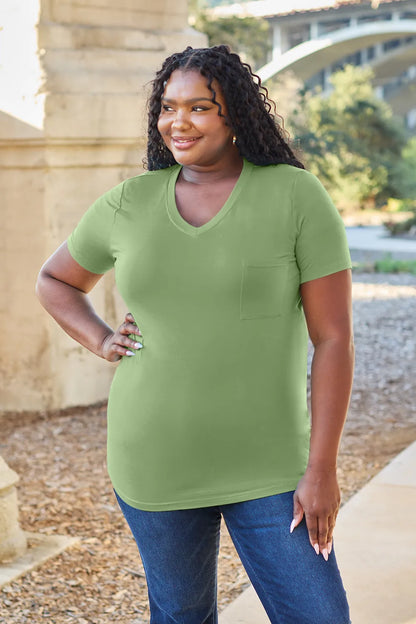 Basic Bae Bamboo Full Size  V-Neck Short Sleeve T-Shirt - SHOPHUES