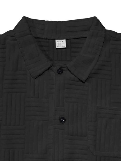 Men's Full Size Button Up Short Sleeve Top and Shorts Set Plus Size