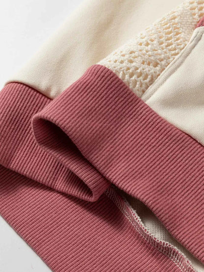 Crochet Panel Kangaroo Pocket Hoodie