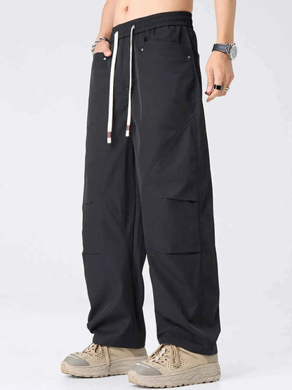 Men's Drawstring Wide Leg Cargo Pants