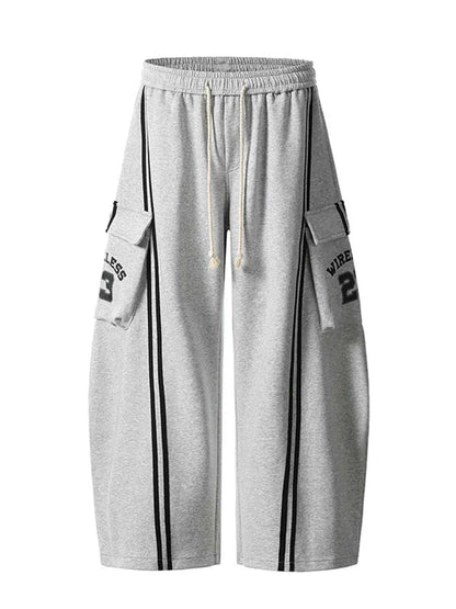 Drawstring Side Striped Wide Leg Pants