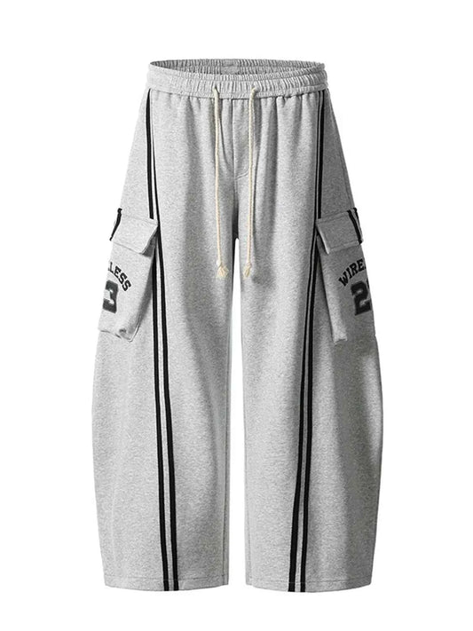 Drawstring Side Striped Wide Leg Pants