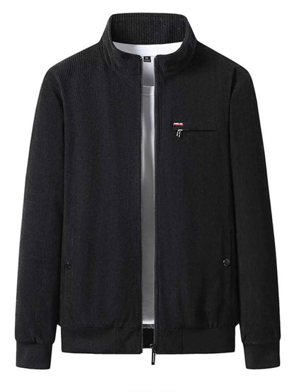 Men's Plus Size Full-Zip Bomber Corduroy Jacket with Sherpa Lining